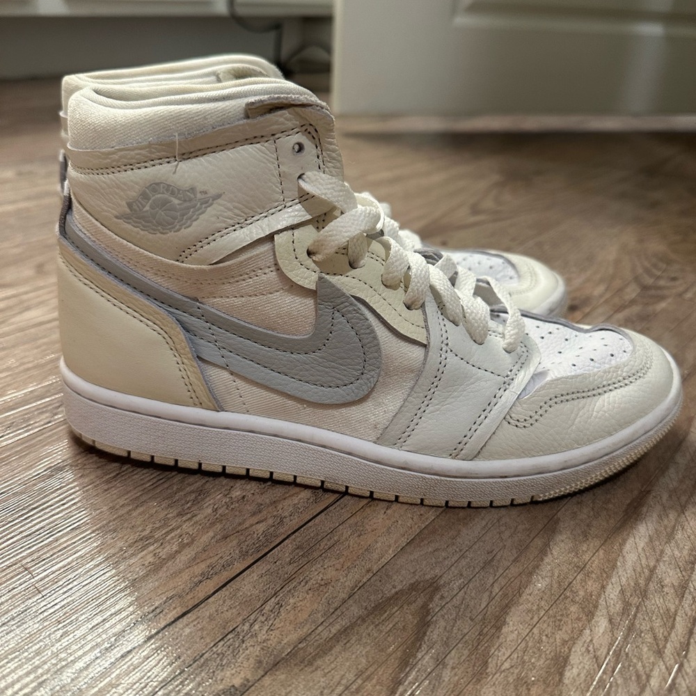 Cream and White Nike Jordan High-Top